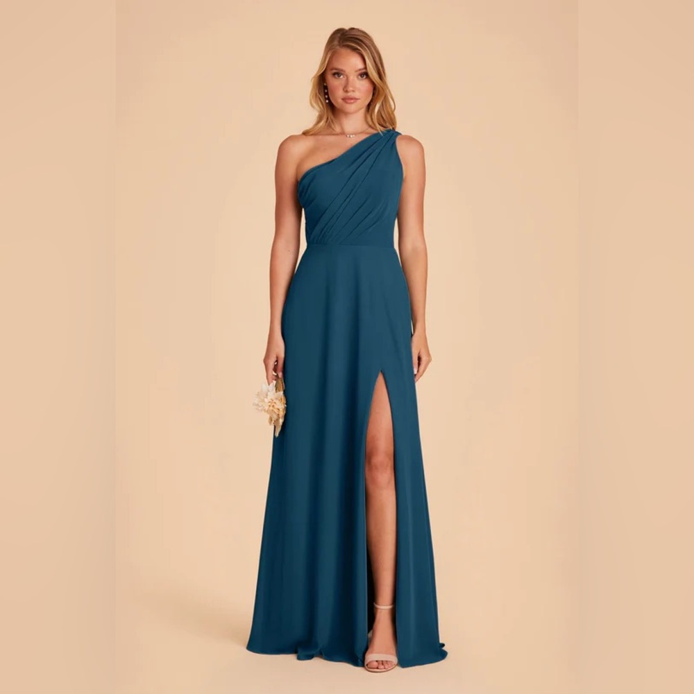Birdy Grey One-Shoulder Kira Dress in Dark Teal Chiffon